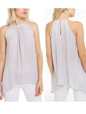 *NWT* Michael Kors Sz S Boho Chic Soft Lilac Halter Pleated Handkerchief Top